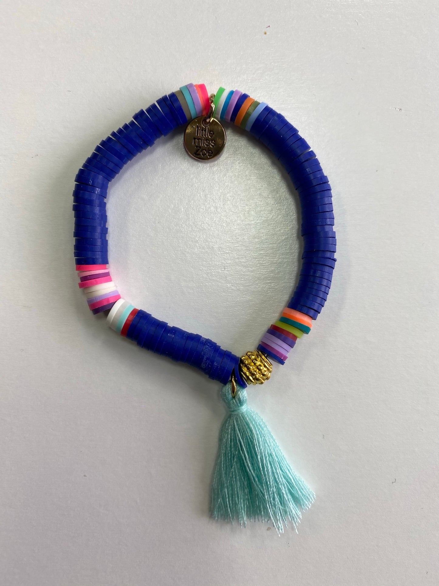 Bracelet with Tassel Blue with Aqua Tassel - Doodlebug's Children's Boutique