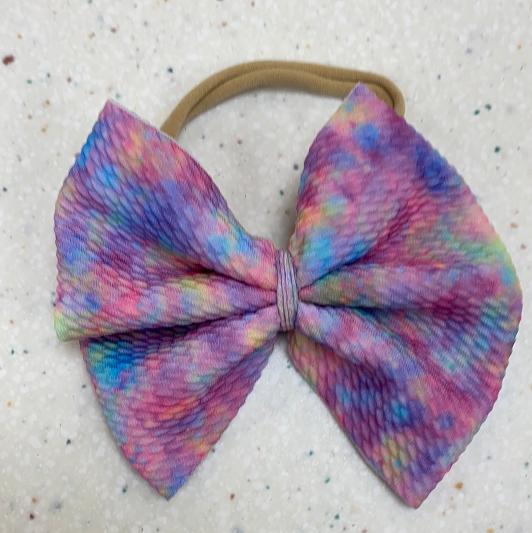 Tie Dye Bow on Nylon  - Doodlebug's Children's Boutique