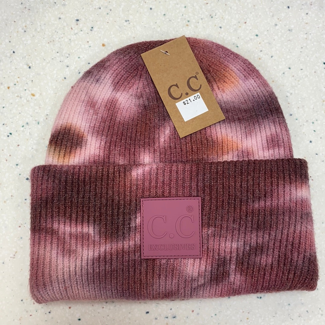 Maroon Tie Dye Ribbed Beanie  - Doodlebug's Children's Boutique
