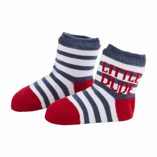 Little Dude Red Stripe Socks  - Doodlebug's Children's Boutique