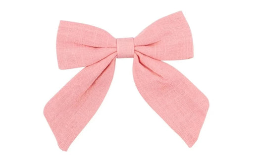 Coral Hand Tied Bow on Clip  - Doodlebug's Children's Boutique