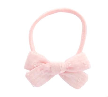 Pink Swiss Dots Bow on Nylon  - Doodlebug's Children's Boutique