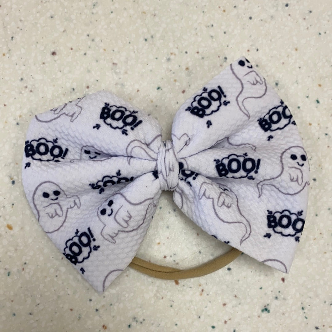 Boo Ghost Bow on Nylon  - Doodlebug's Children's Boutique