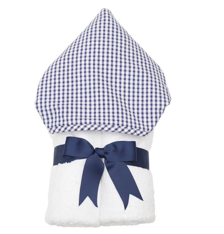 Navy Check Everykid Hooded Towel Navy Check - Doodlebug's Children's Boutique