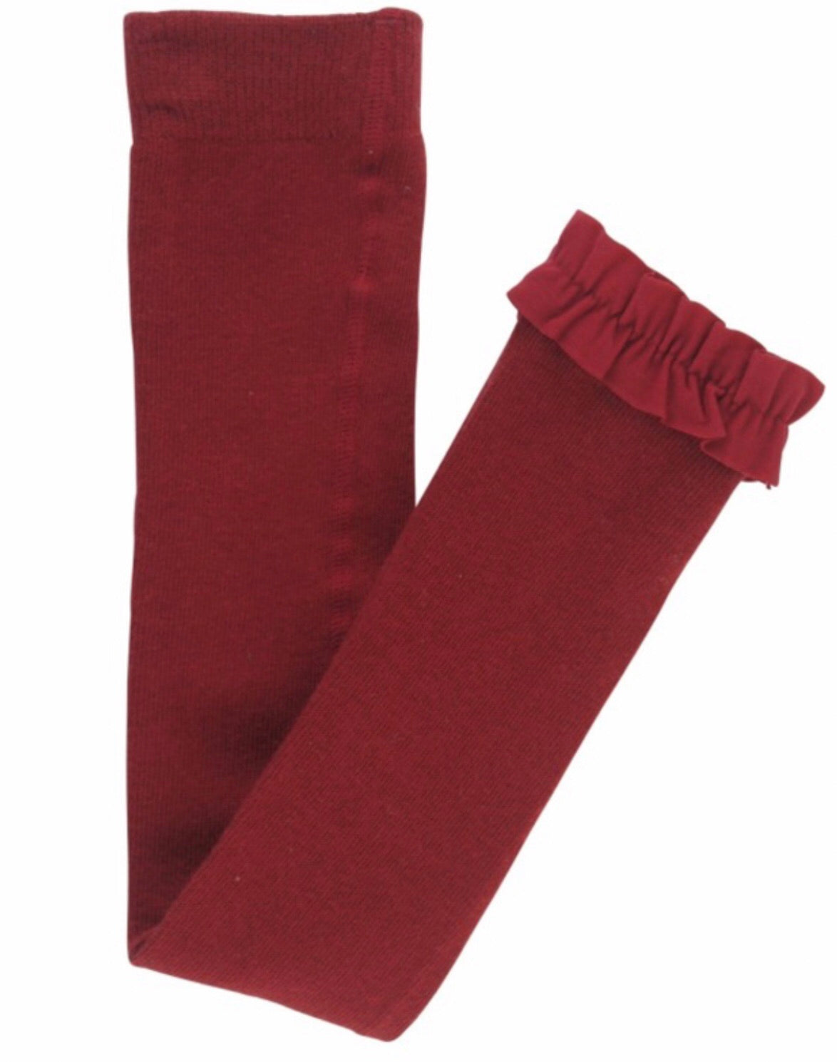 Footless Ruffle Tights in Cranberry 12-24 months - Doodlebug's Children's Boutique