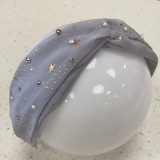 Gray Star Rhinestone Knot Headband  - Doodlebug's Children's Boutique