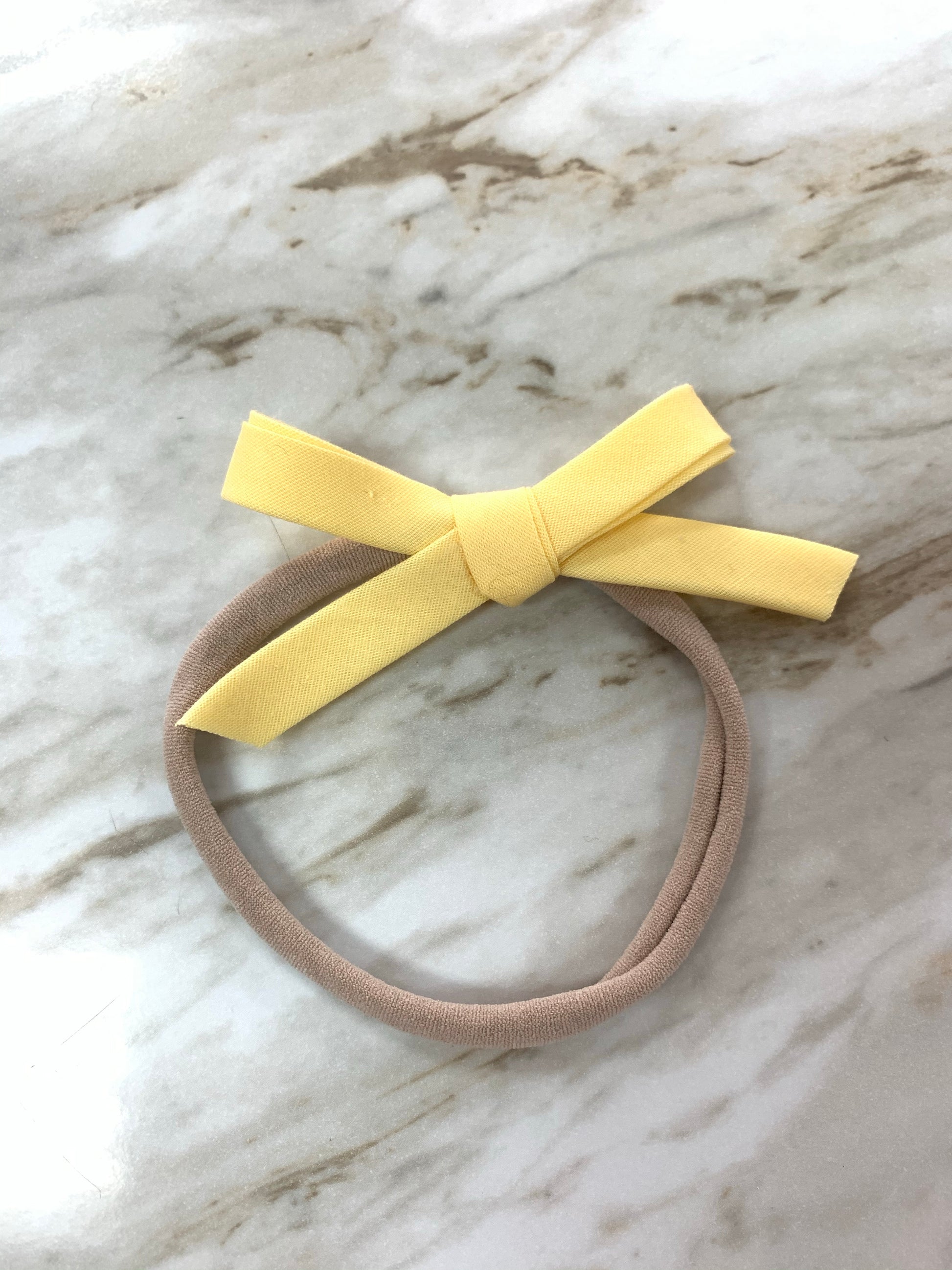 Hand Tied Bow on Nylon in Yellow  - Doodlebug's Children's Boutique