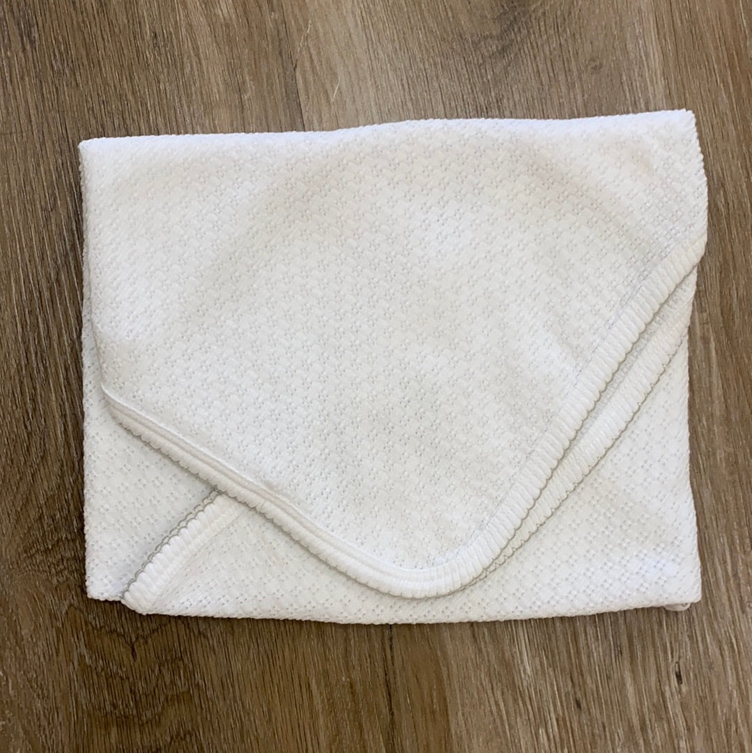 White Swaddle Blanket with Grey Trim  - Doodlebug's Children's Boutique