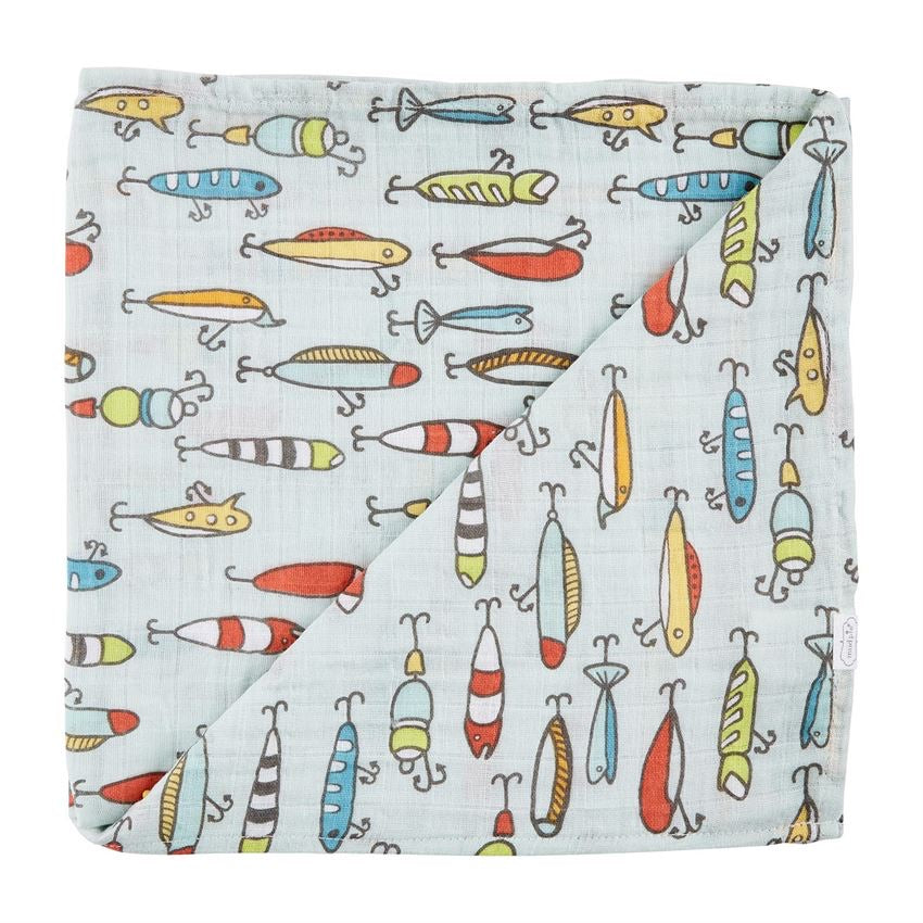 Fishing Lure Muslin Blanket  - Doodlebug's Children's Boutique