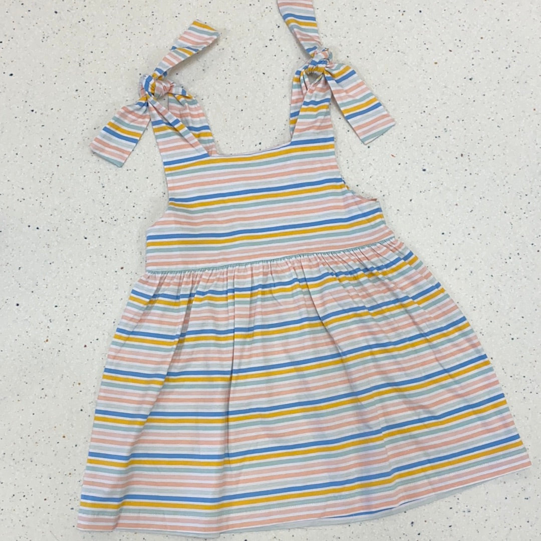 Multi Stripe Knit Shoulder Tie Dress  - Doodlebug's Children's Boutique