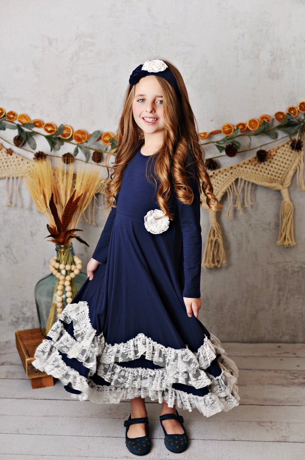 Midnight Bloom Maxi Twirl Dress  - Doodlebug's Children's Boutique