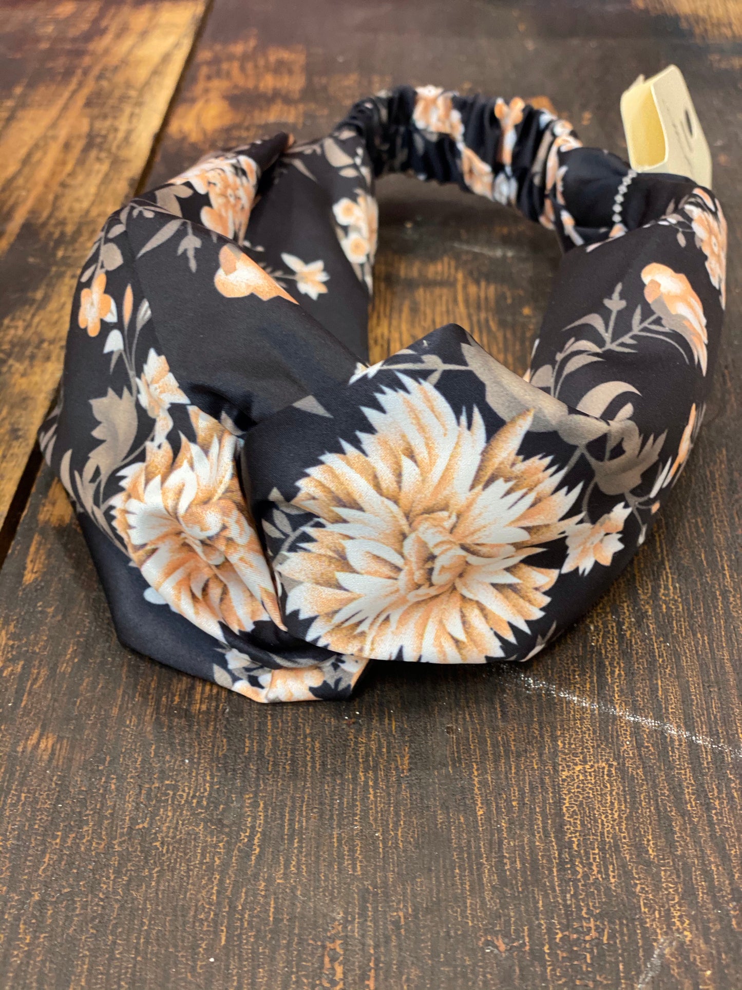 Black Floral knotted headwrap  - Doodlebug's Children's Boutique