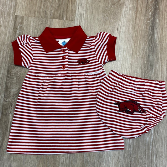 Razorback Stripe Dress with Bloomer  - Doodlebug's Children's Boutique