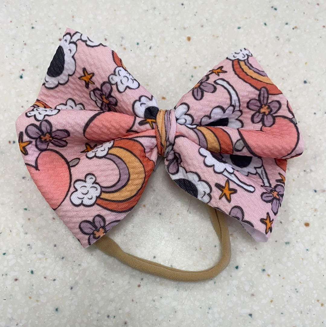 Rainbows and Hearts Bow on Nylon  - Doodlebug's Children's Boutique