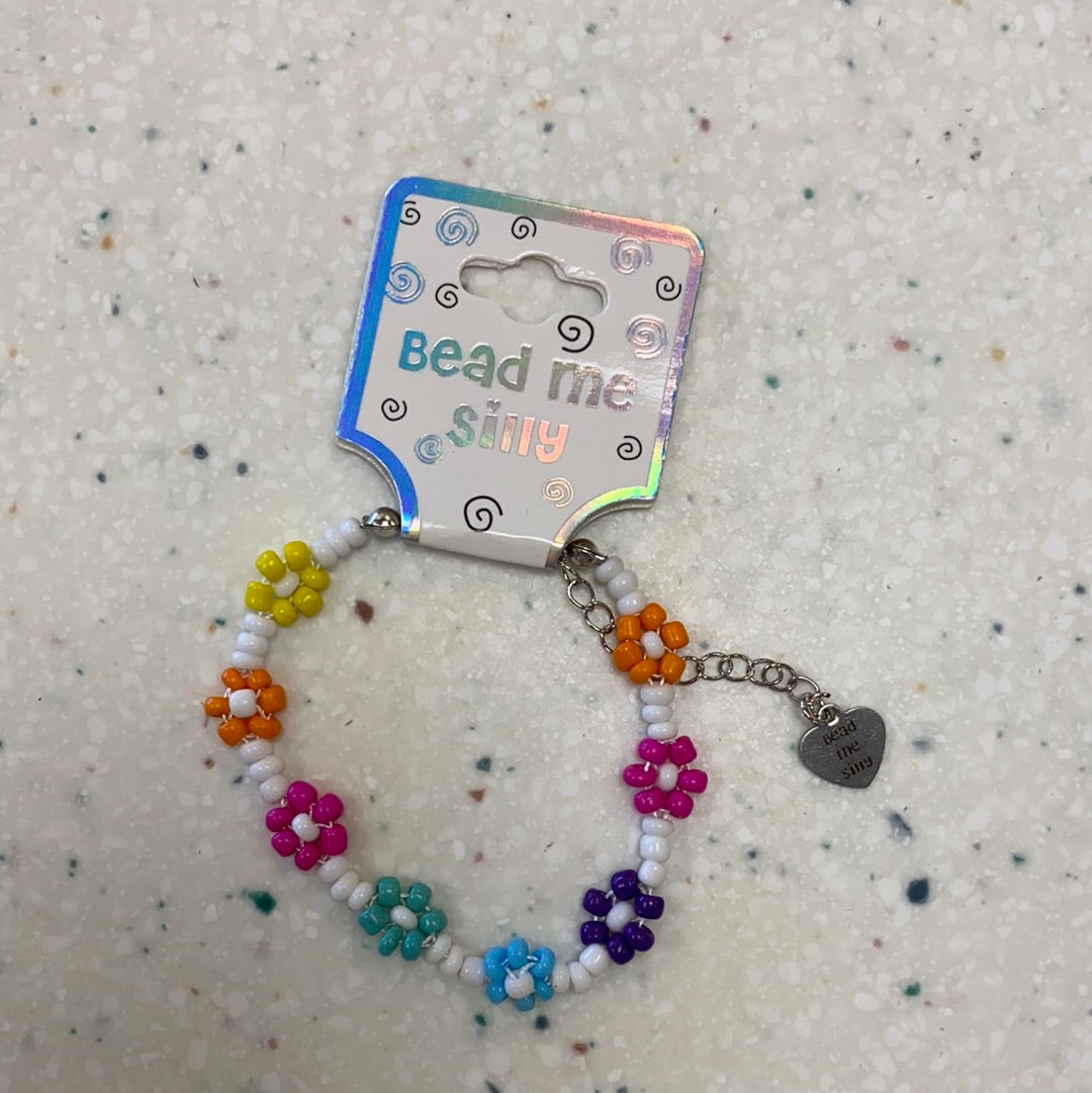 Flower Adjustable Bracelet White Rainbow - Doodlebug's Children's Boutique