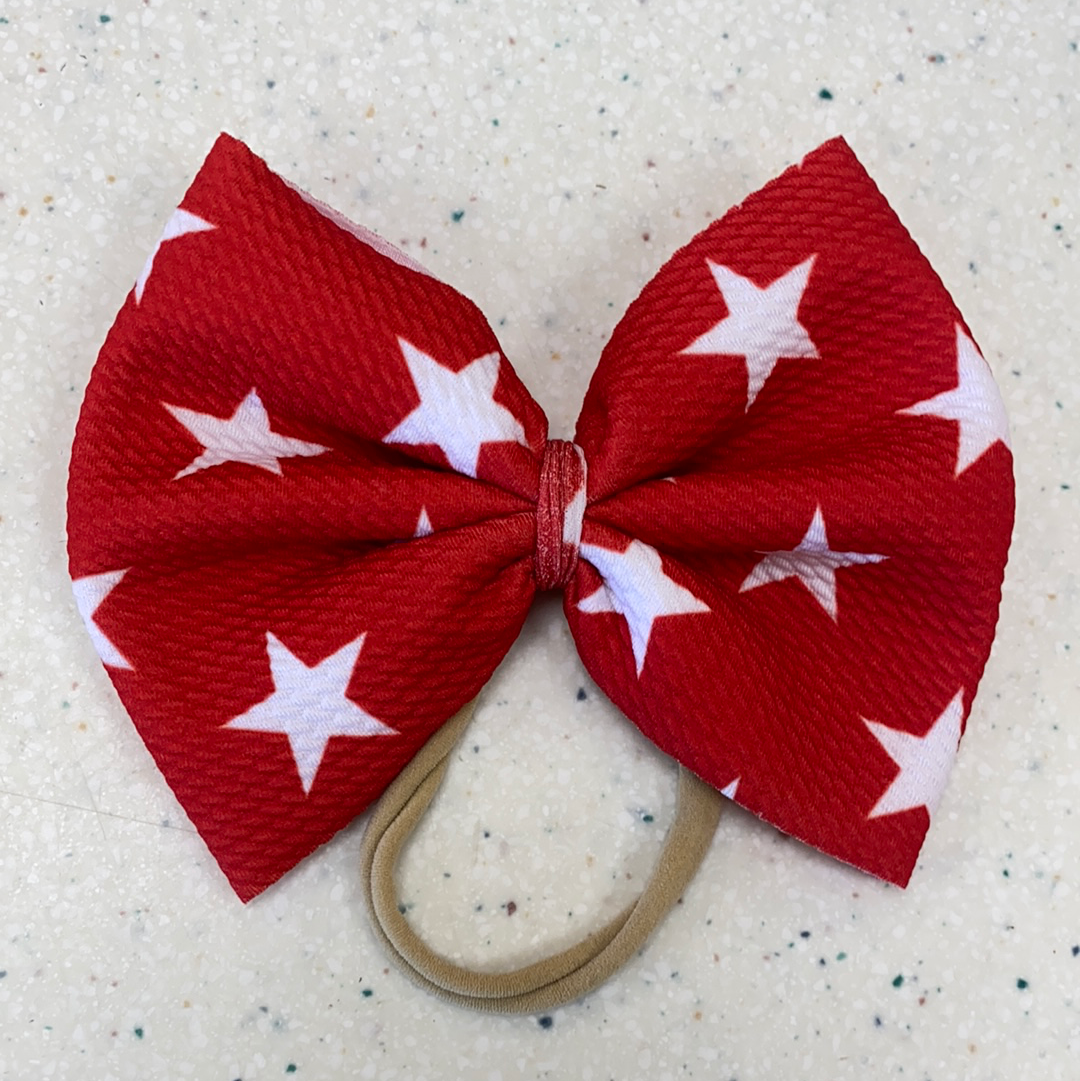 Red Stars Bow on Nylon  - Doodlebug's Children's Boutique
