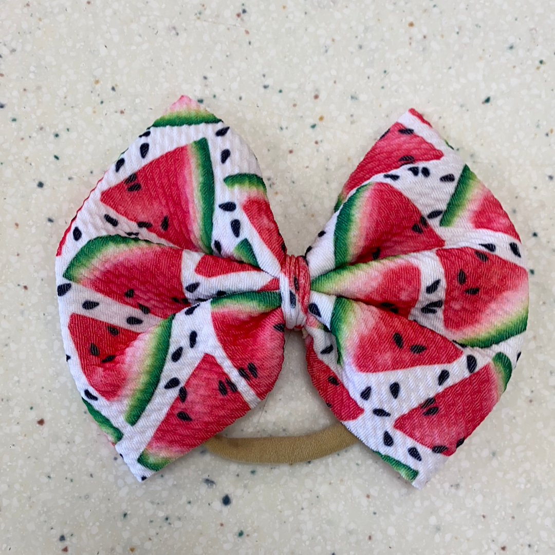 Watermelon Bow on Nylon  - Doodlebug's Children's Boutique