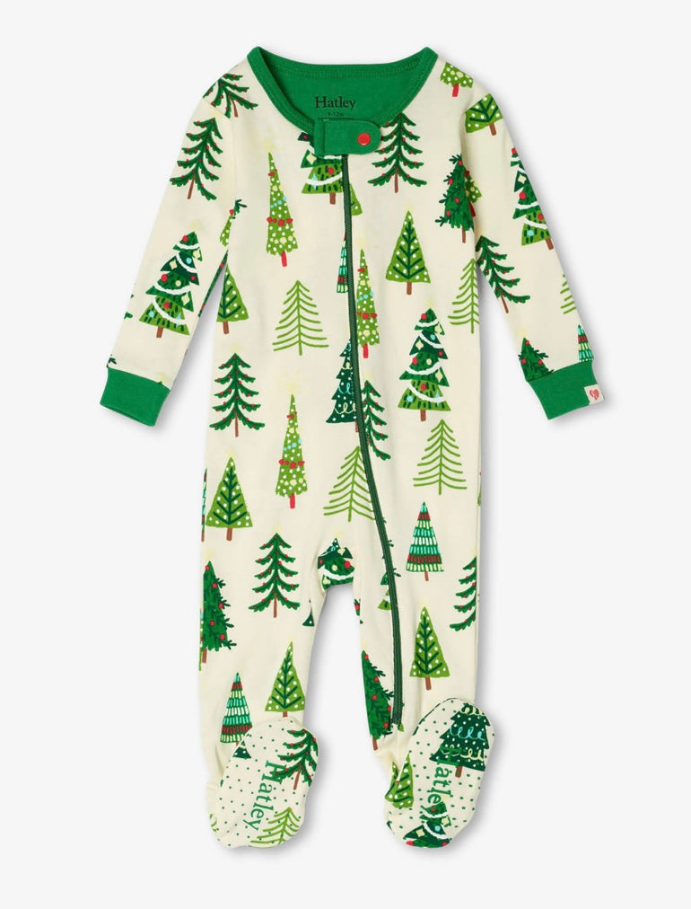 Christmas Trees Glow In The Dark Footie  - Doodlebug's Children's Boutique