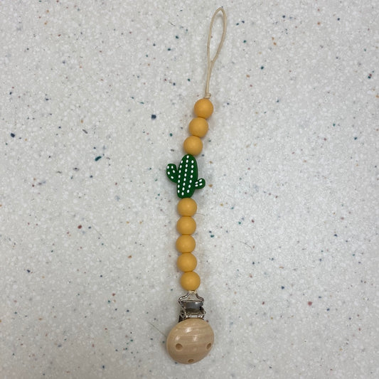 Cactus Teething Bead Pacifier Clip  - Doodlebug's Children's Boutique