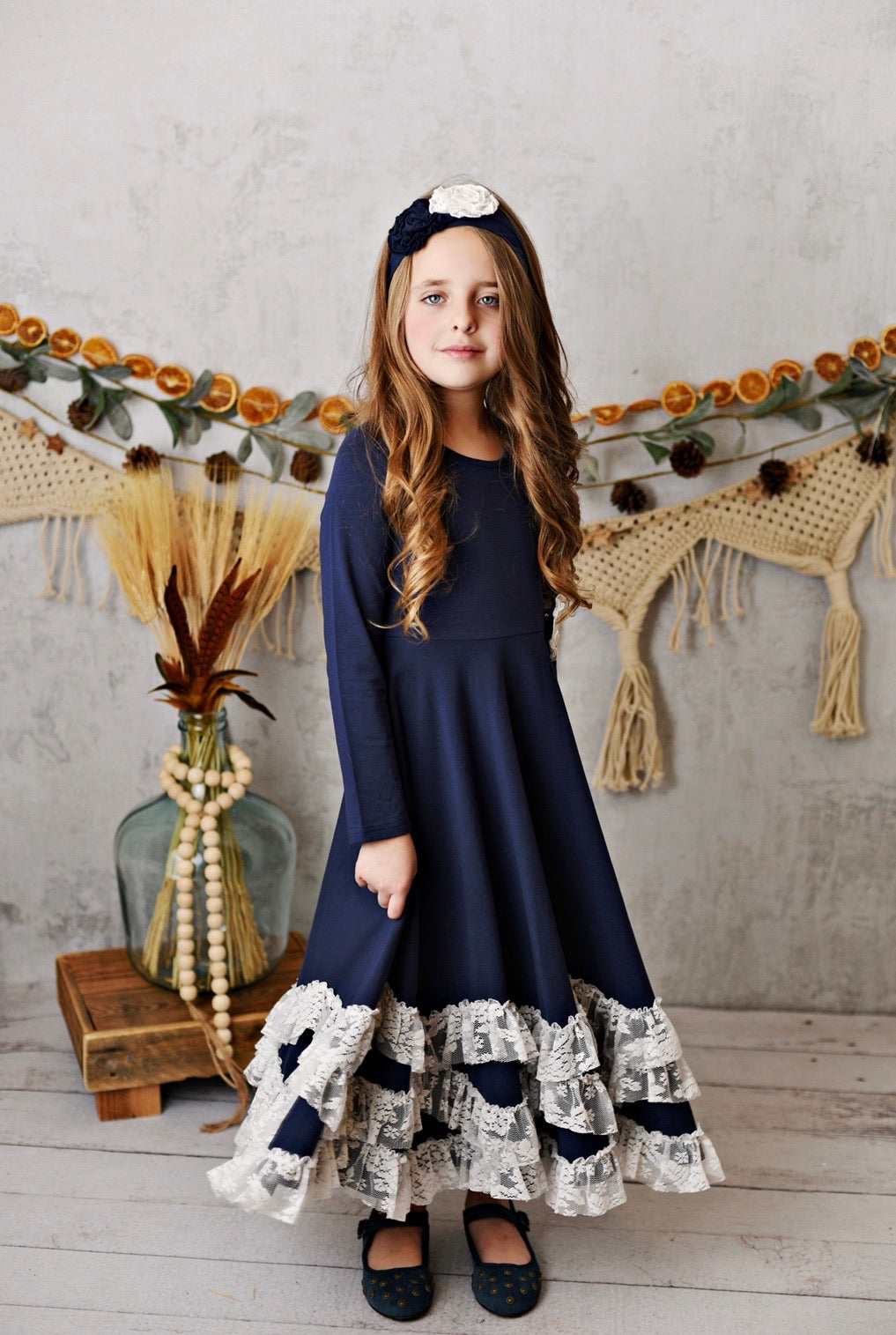 Midnight Bloom Maxi Twirl Dress  - Doodlebug's Children's Boutique
