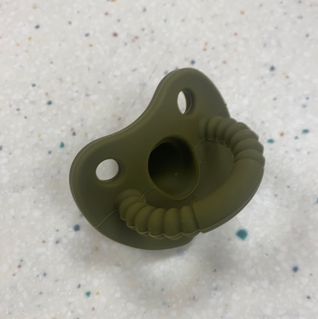 Flat Sili Soother in Olive Martini  - Doodlebug's Children's Boutique