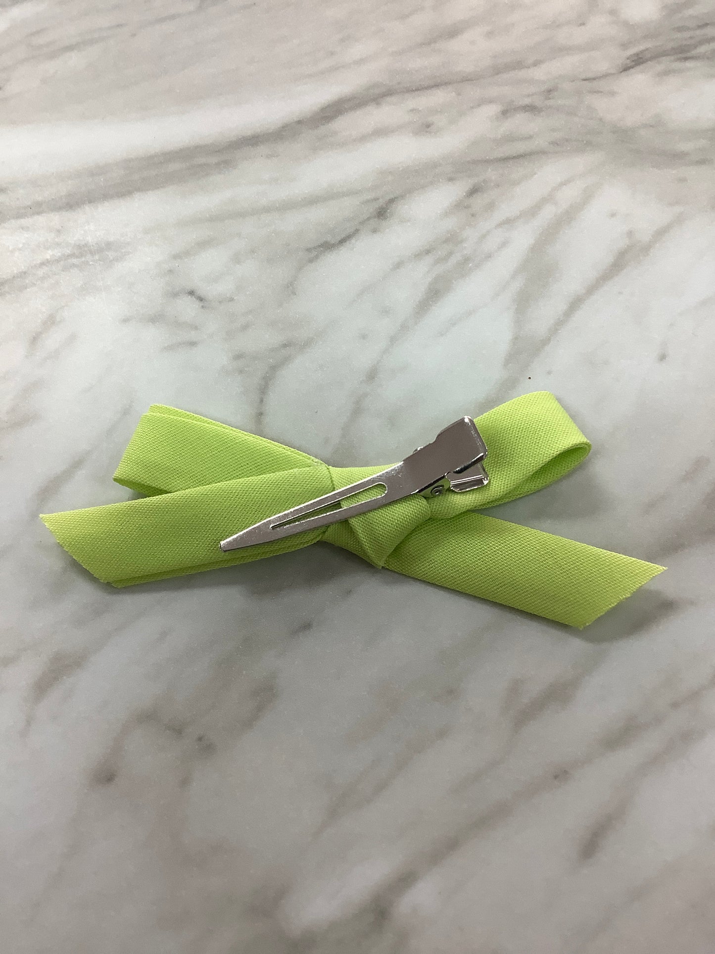 Hand Tied Bow on Clip in Lime  - Doodlebug's Children's Boutique