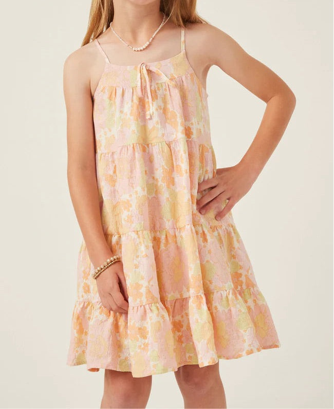 Front Tie Floral Tiered Dress  - Doodlebug's Children's Boutique