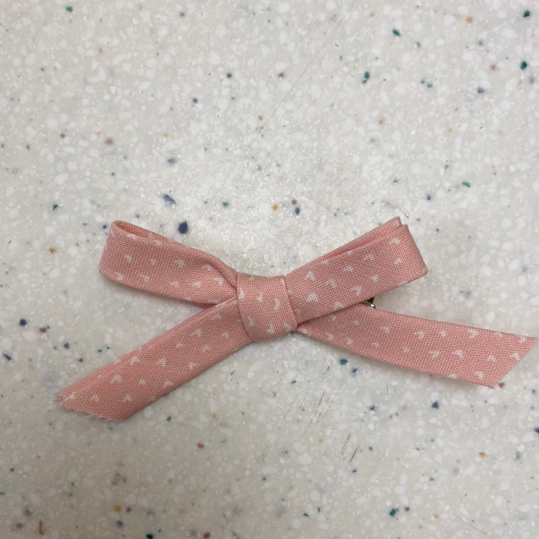 Print Hand Tied Hair Clip Pink Hearts - Doodlebug's Children's Boutique