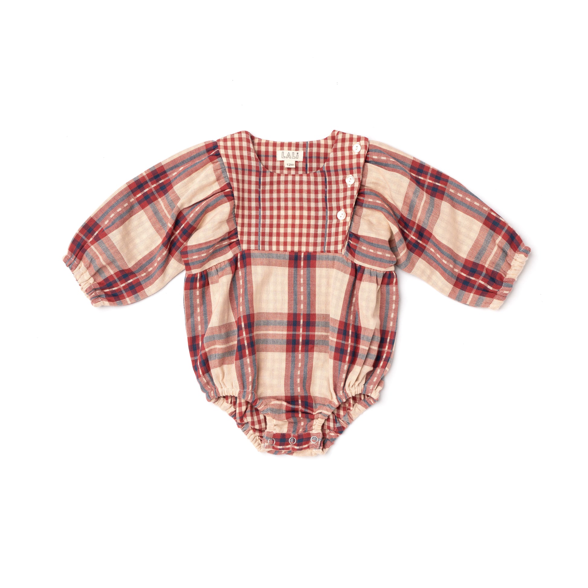 Mila Romper in Red Chex  - Doodlebug's Children's Boutique