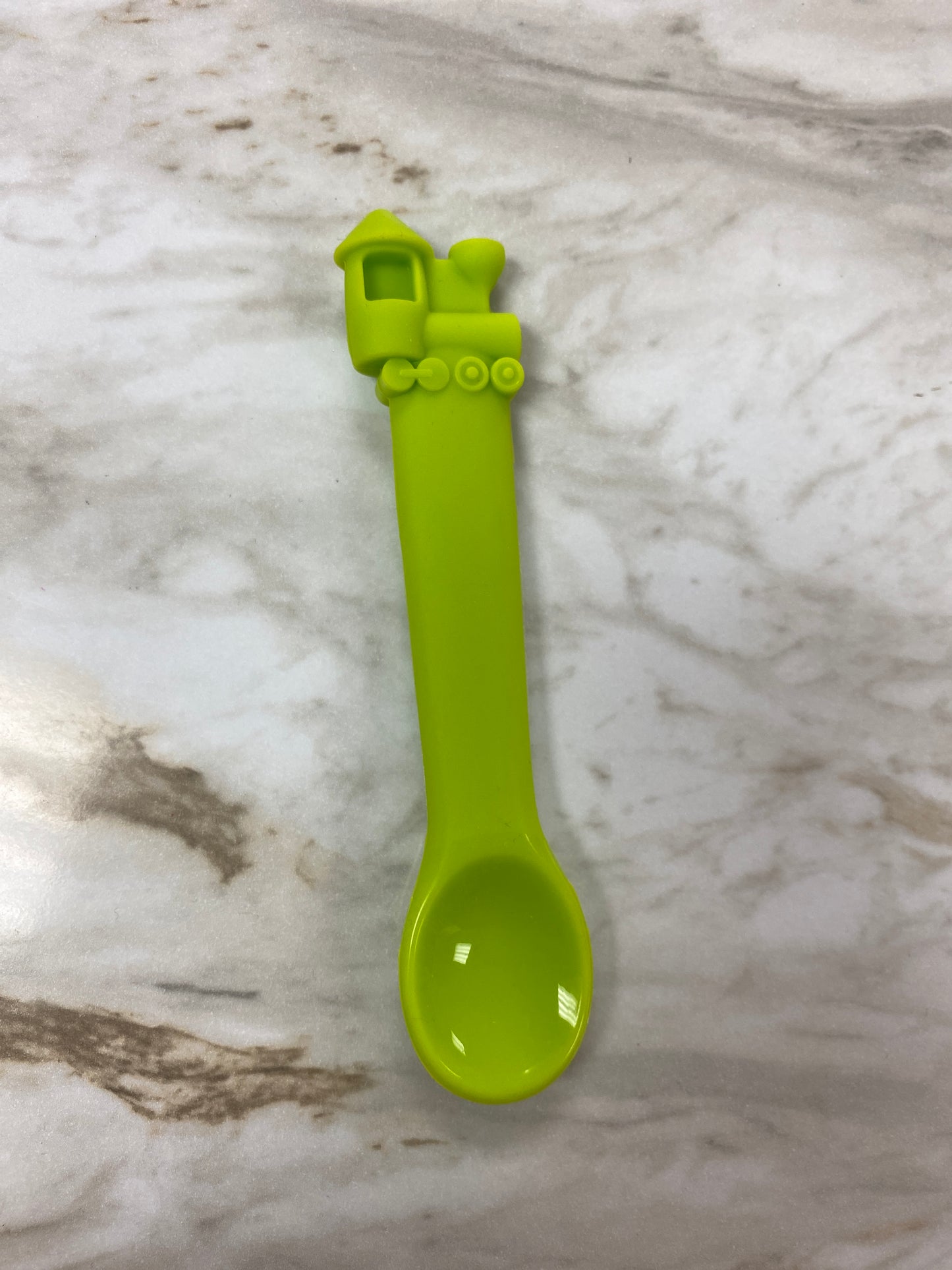 Green Train Silicone Baby Spoon  - Doodlebug's Children's Boutique