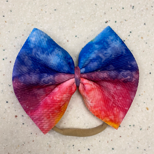 Watercolor Bow on Nylon  - Doodlebug's Children's Boutique