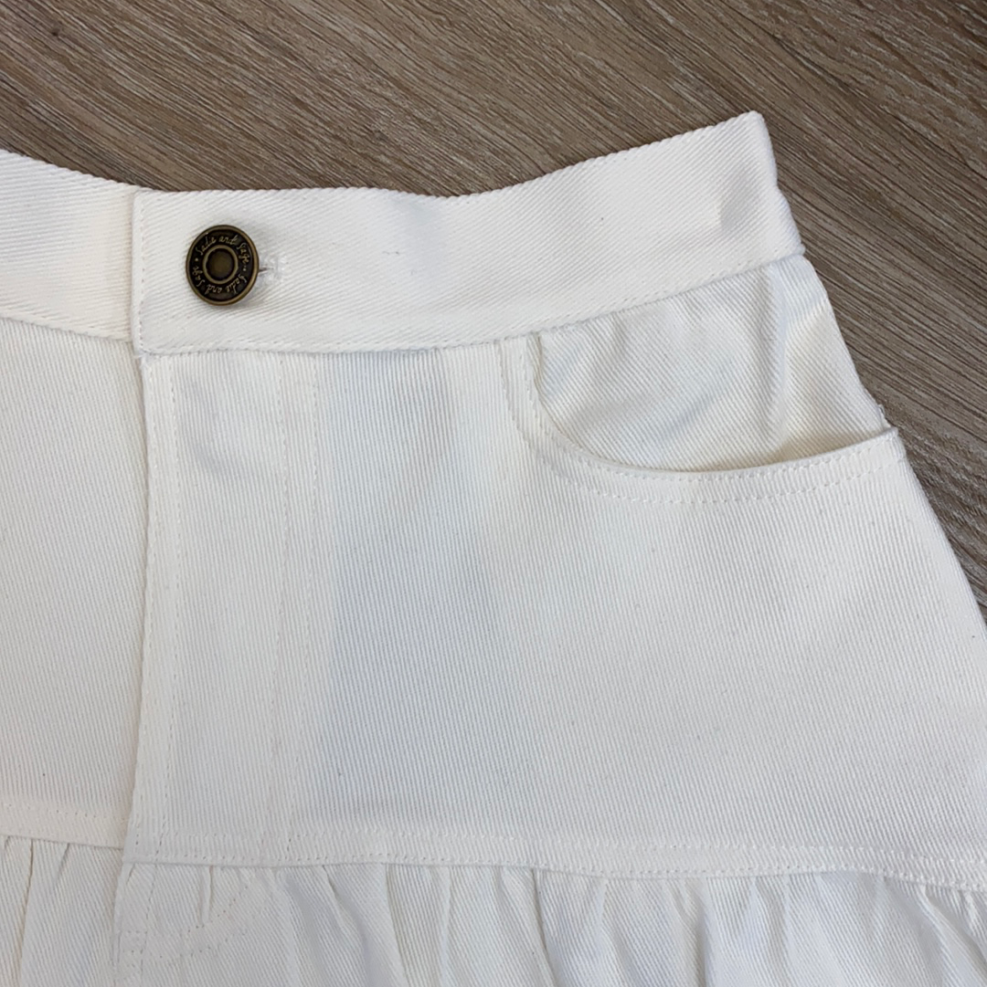White Denim Ruffle Skirt  - Doodlebug's Children's Boutique