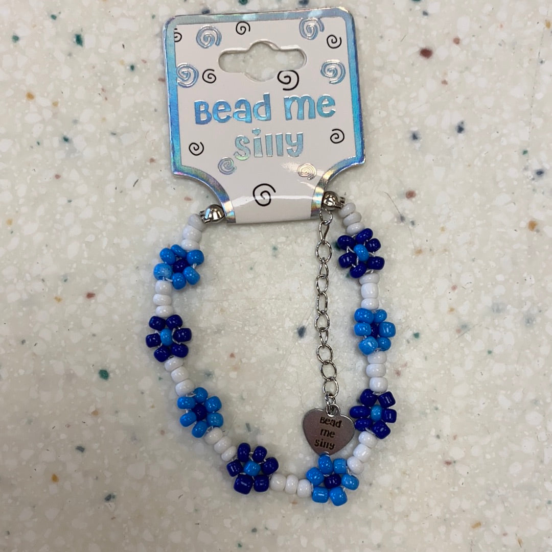 Flower Adjustable Bracelet Dark & Light Blue - Doodlebug's Children's Boutique