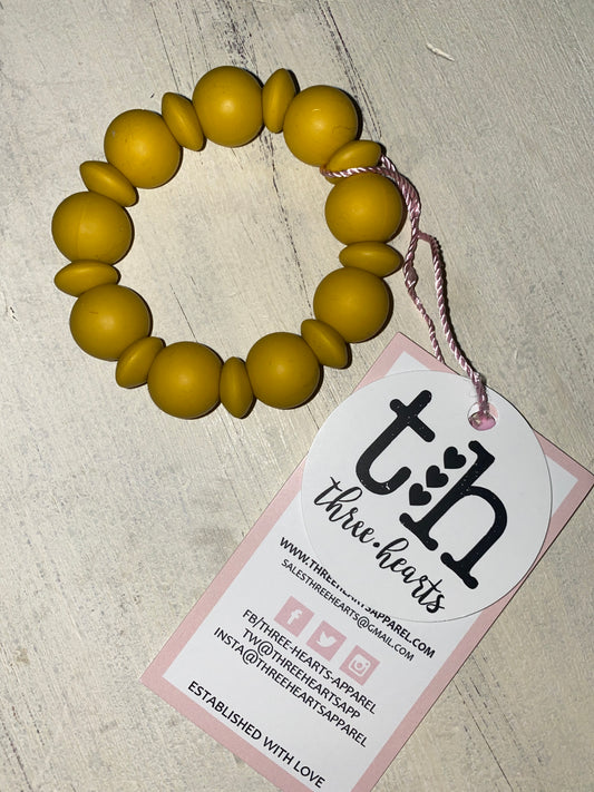 Adelia Teething Ring and Bracelet in Mustard  - Doodlebug's Children's Boutique