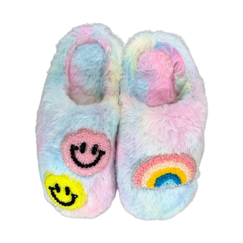 Tie Dye Furry Patch Slides  - Doodlebug's Children's Boutique