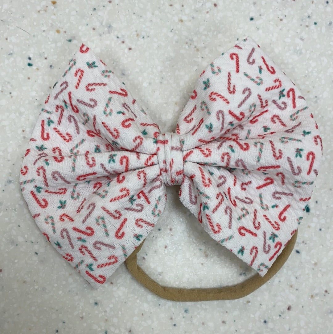 Mini Candy Canes Bow on Nylon  - Doodlebug's Children's Boutique