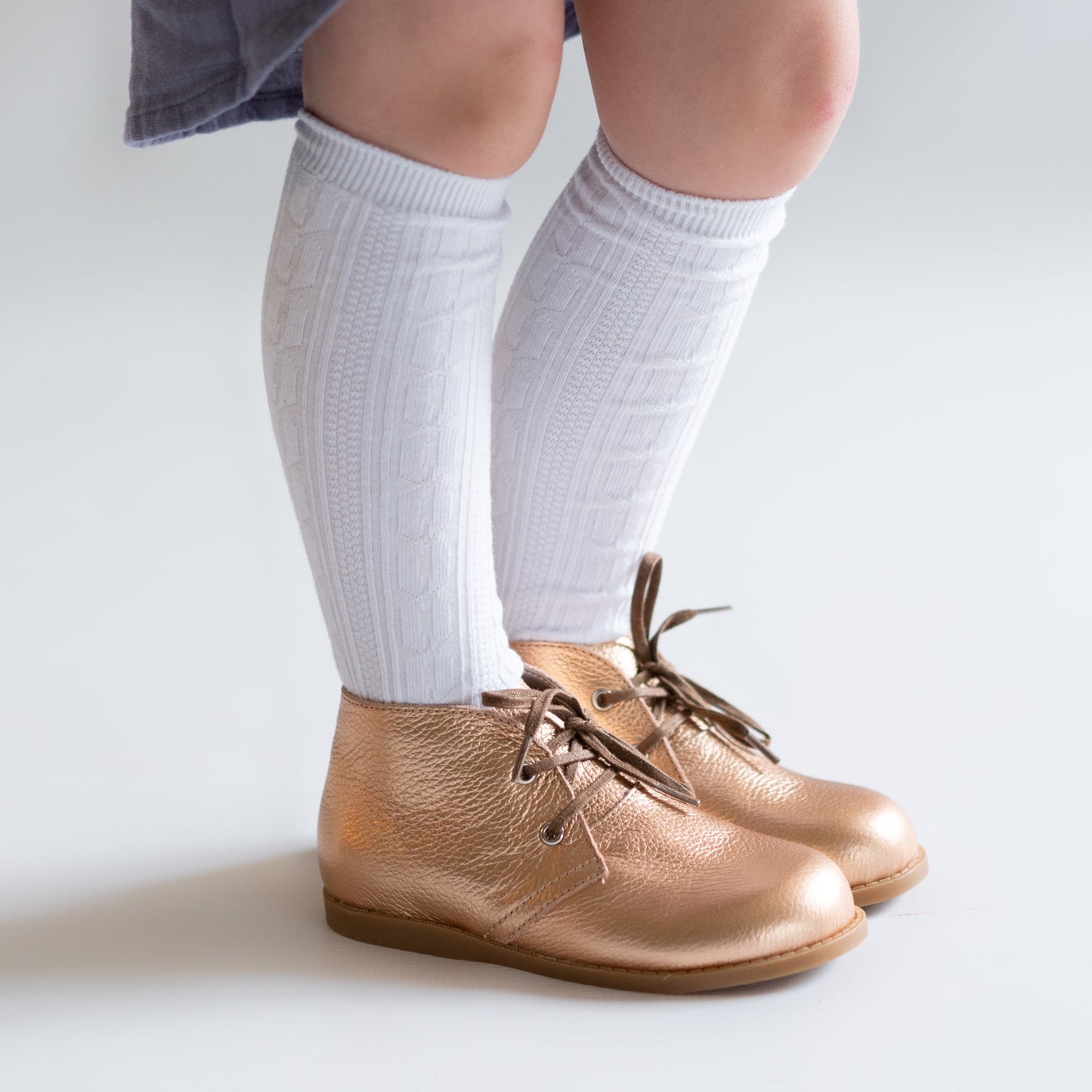 Cable Knit Knee High Socks in White  - Doodlebug's Children's Boutique