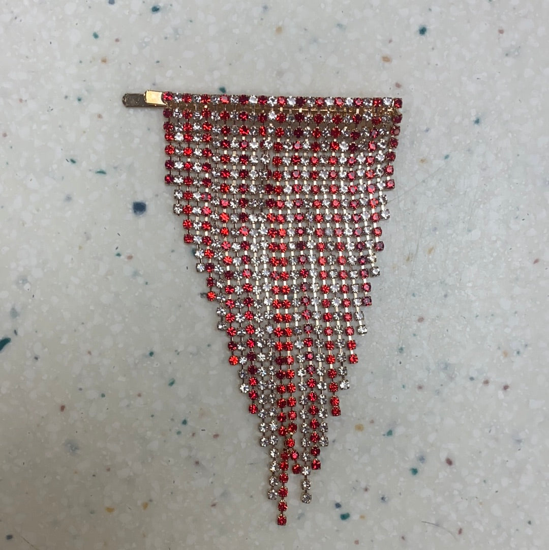 Red Hanging Rhinestone Hair Pin  - Doodlebug's Children's Boutique