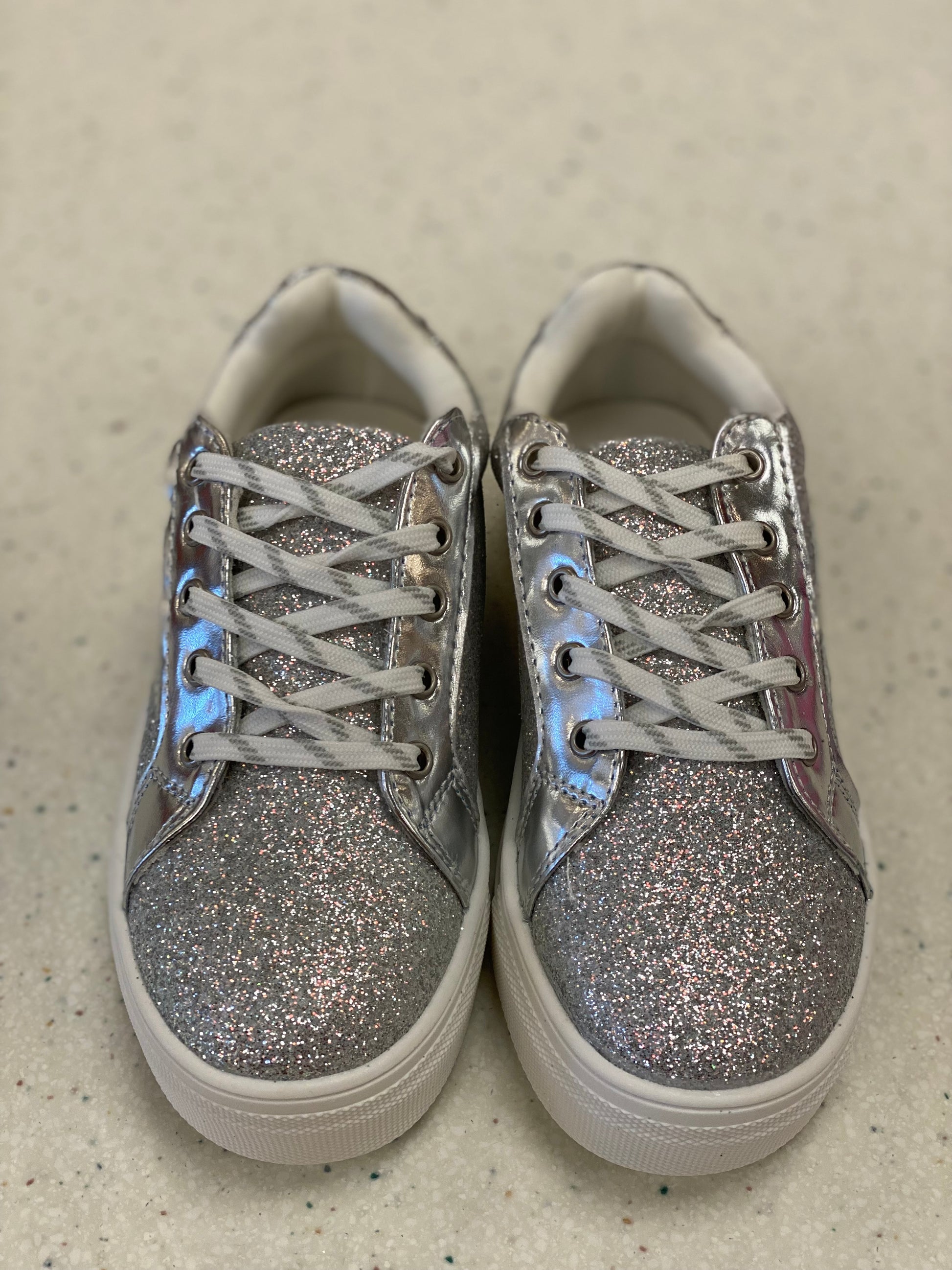 Pixxy Silver Glitter Platform Sneaker  - Doodlebug's Children's Boutique