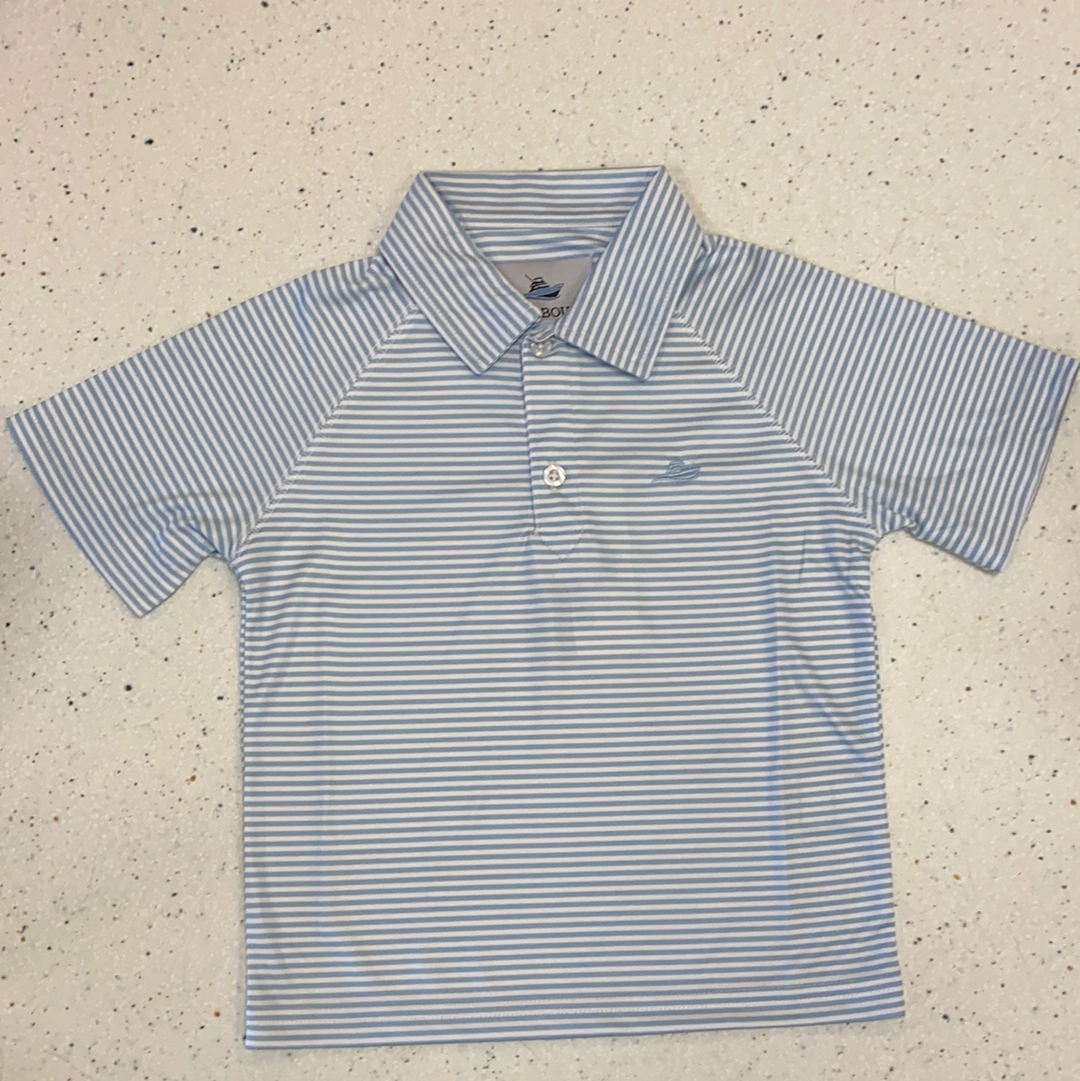 Polo in Crystal Blue and White  - Doodlebug's Children's Boutique