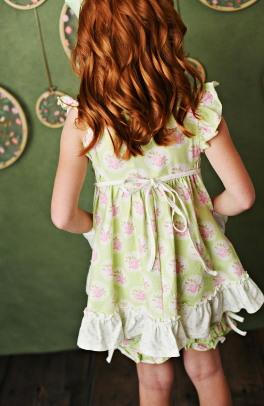 Green Floral Pocket Tunic with Shorties  - Doodlebug's Children's Boutique
