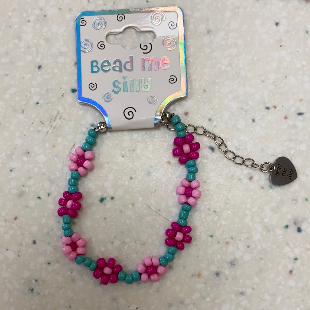 Flower Adjustable Bracelet Pink & Green - Doodlebug's Children's Boutique