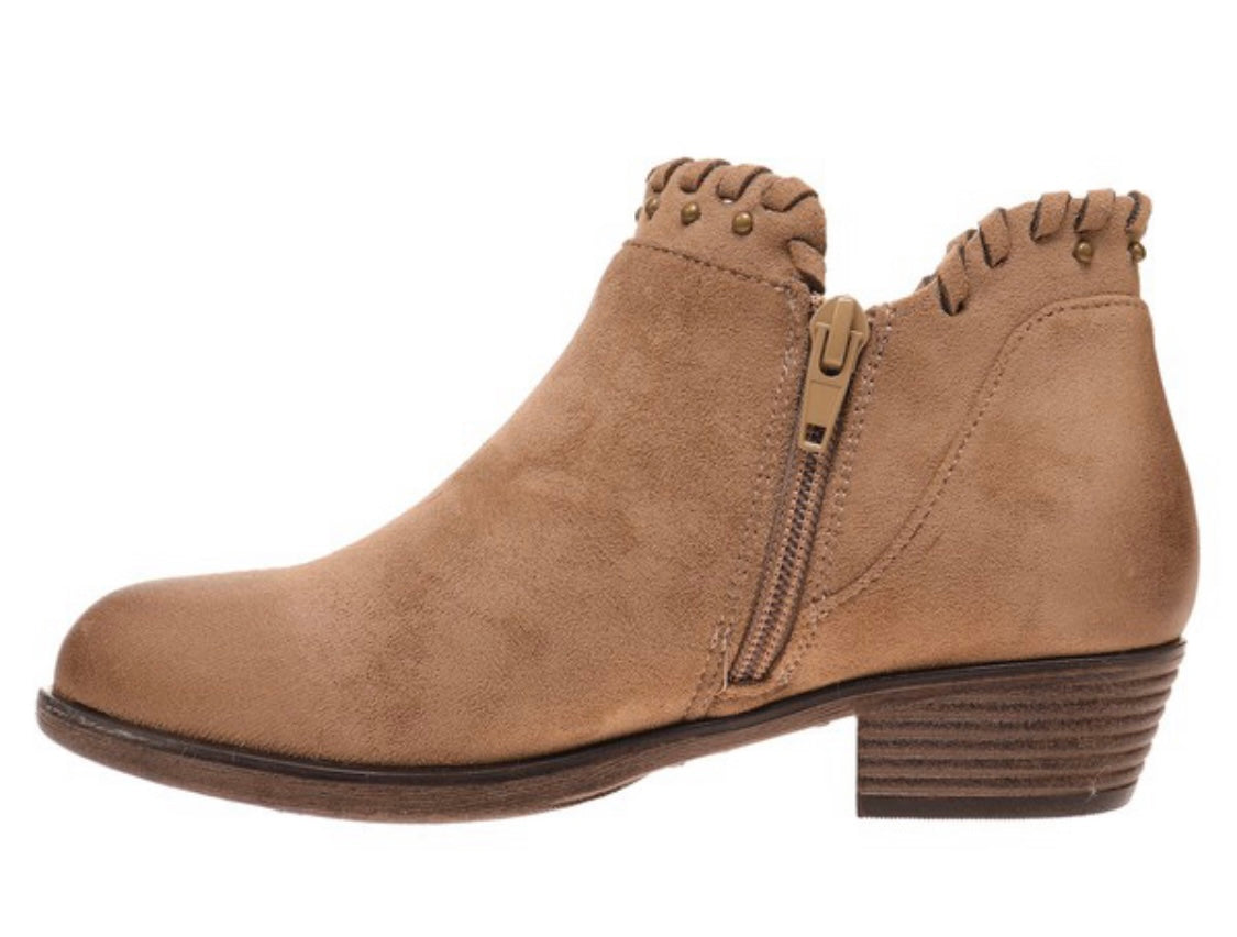 Taupe Studded Booties  - Doodlebug's Children's Boutique