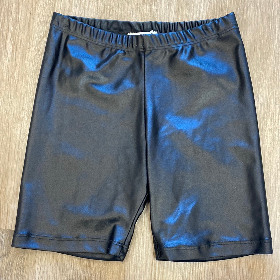 Wet Look Bike Shorts in Black  - Doodlebug's Children's Boutique