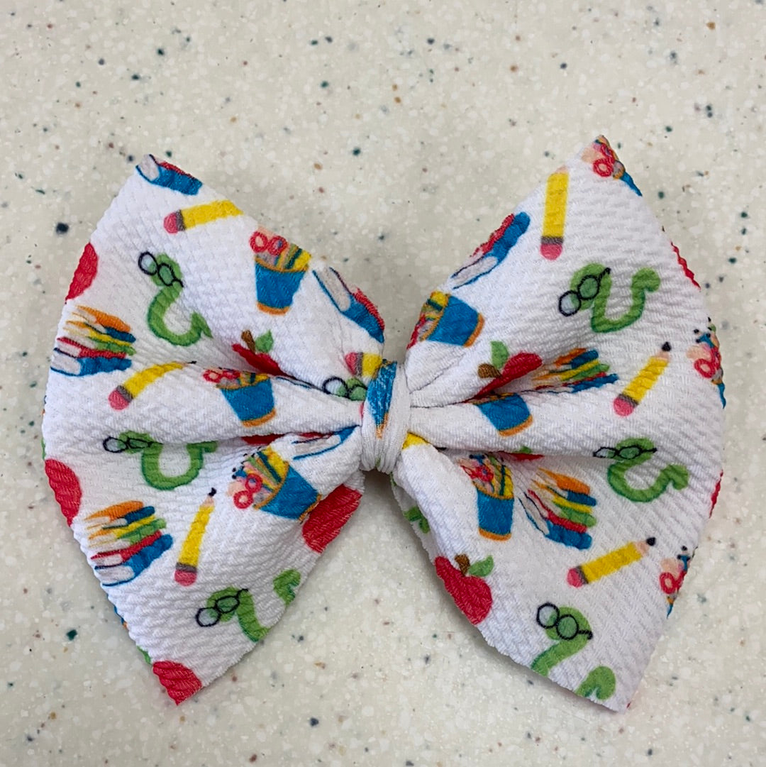 Book Worm Bow on Clip  - Doodlebug's Children's Boutique