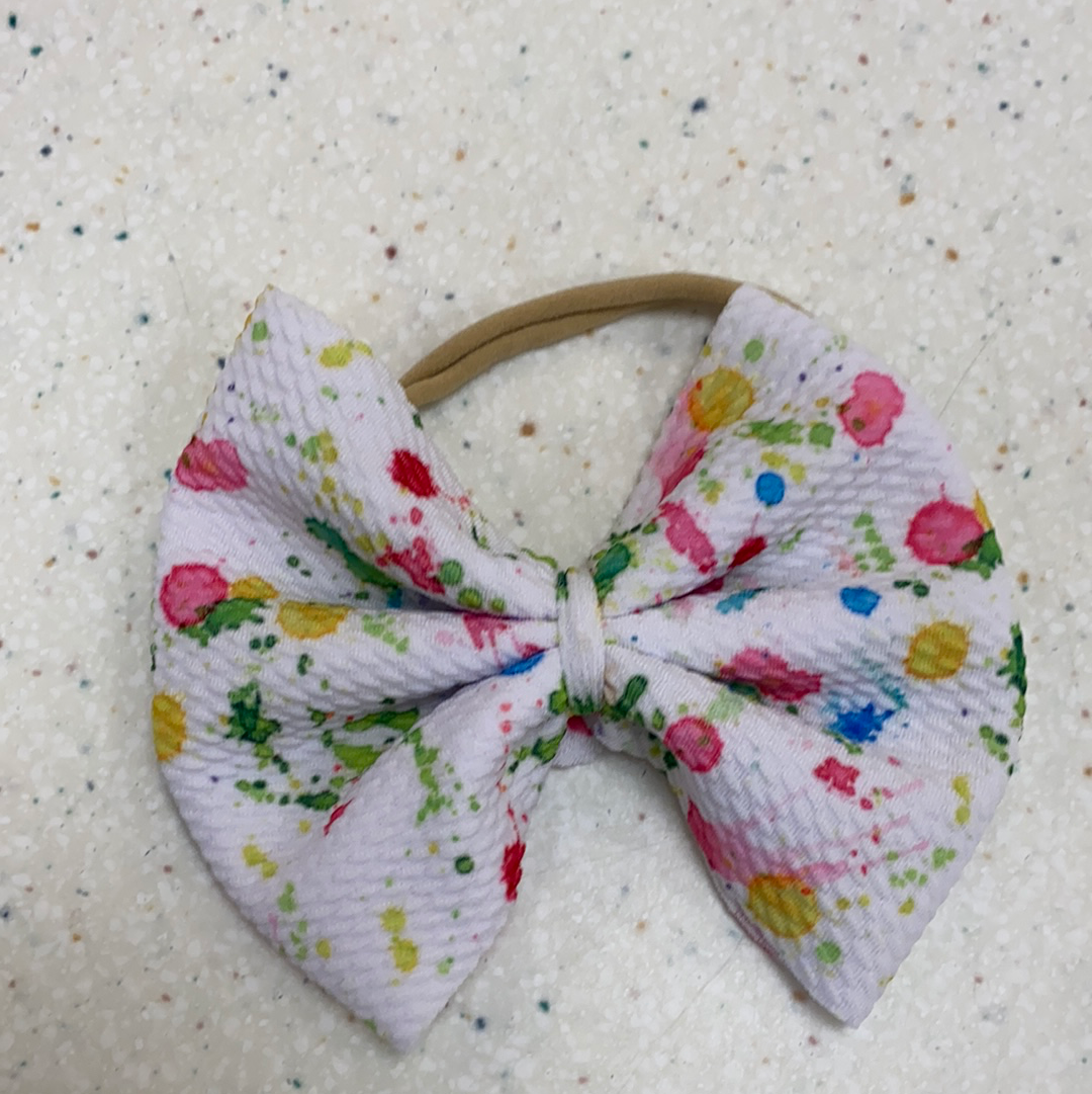 Splatter Paint Bow on Nylon  - Doodlebug's Children's Boutique