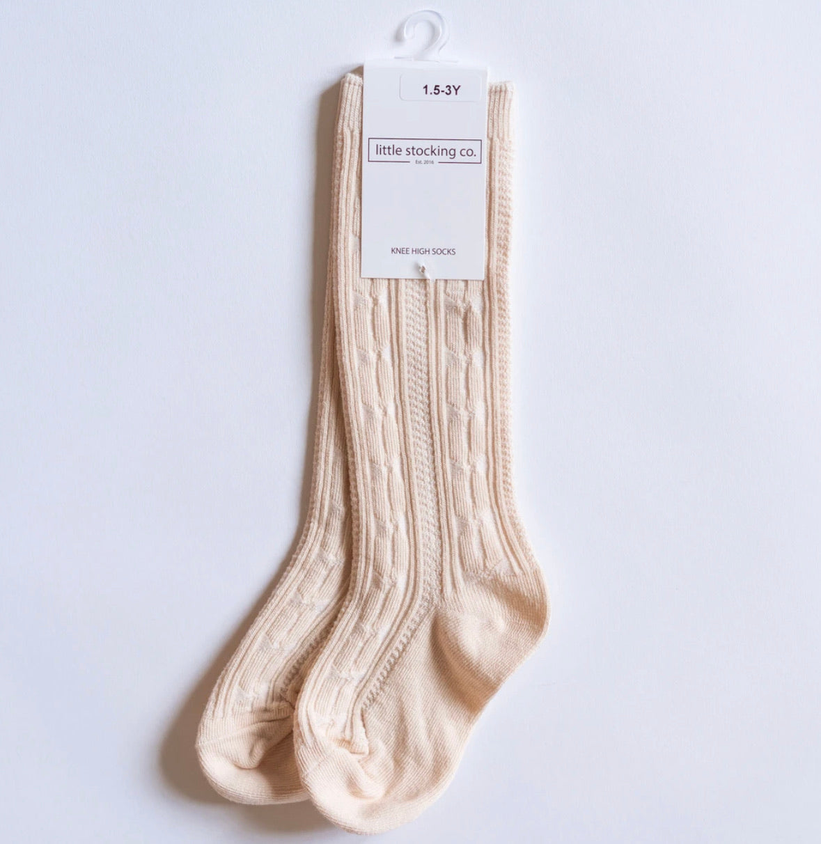 Cable Knit Knee High Socks in Vanilla  - Doodlebug's Children's Boutique