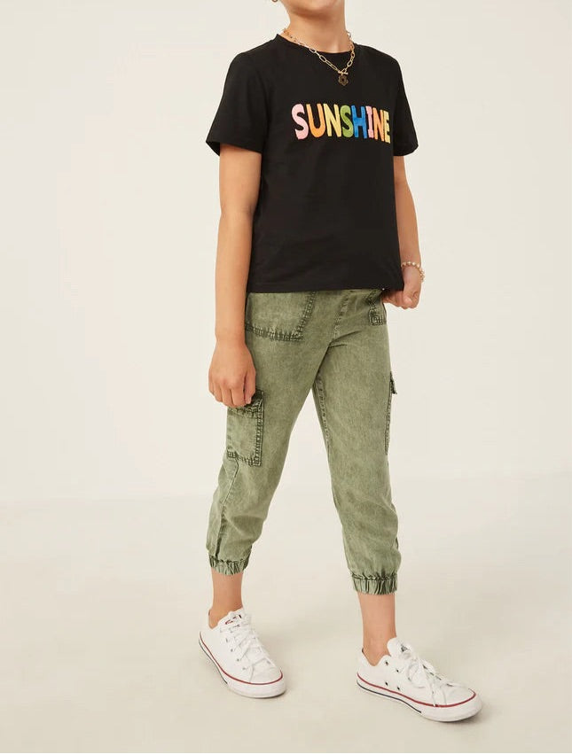 Sunshine Flocked Tee Shirt  - Doodlebug's Children's Boutique