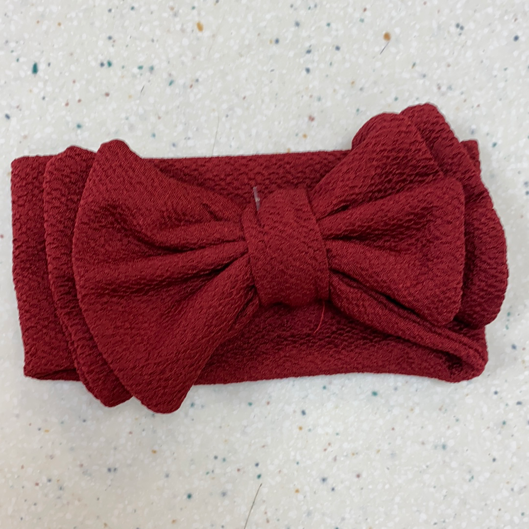 Knit Headband Bow in Maroon  - Doodlebug's Children's Boutique