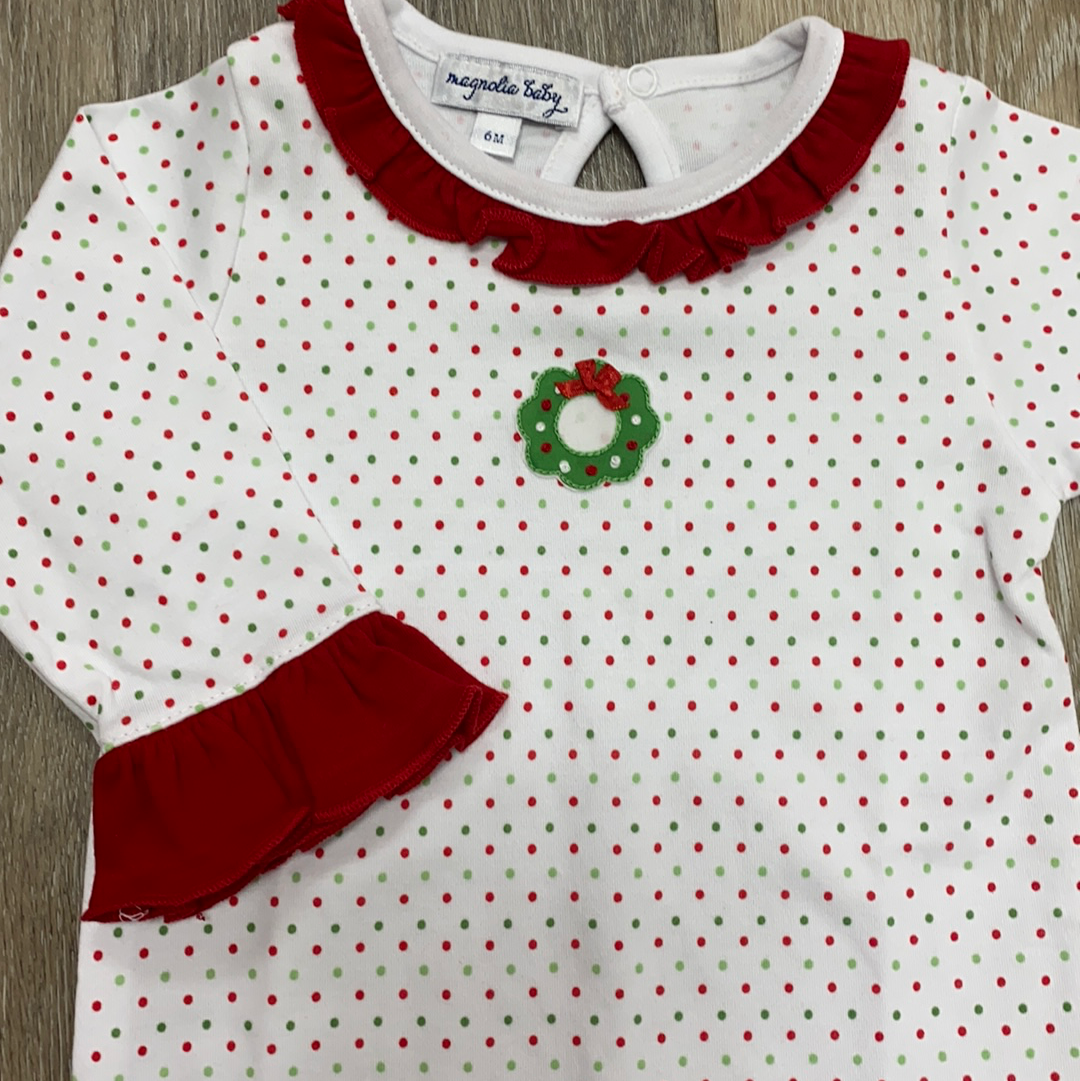 Holiday Wreath Classics Playsuit  - Doodlebug's Children's Boutique